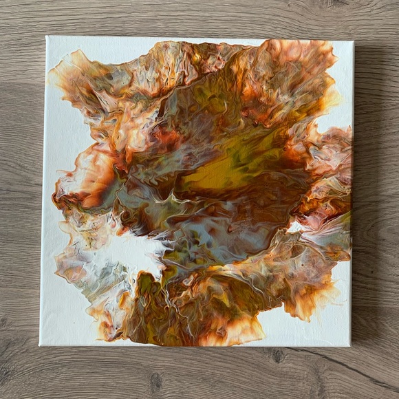 Other - Brown, Ochre, White Acrylic Pour Art Painting
